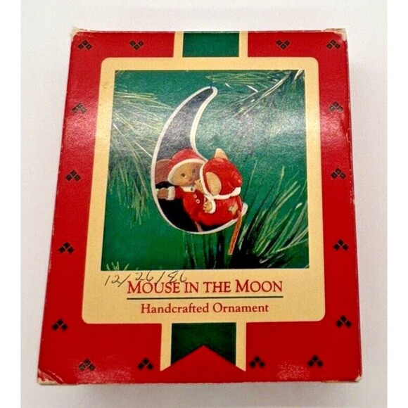 Vintage Hallmark Keepsake Ornament Mouse In The Moon 1986 Handcrafted - Picture 1 of 3